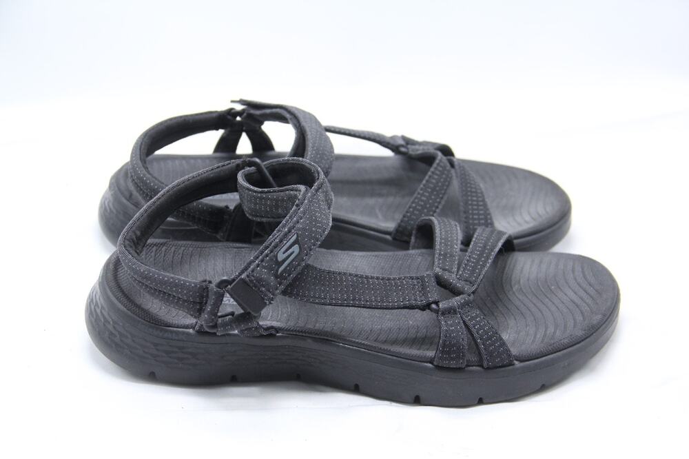 Skechers GO WALK Flex Sandals Womens Size 8 Black Strappy Adjust Comfort 141451
